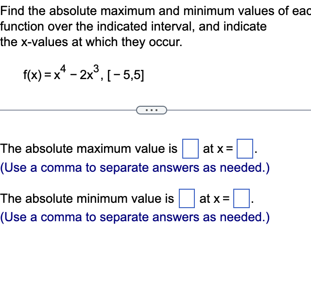 Solved Find the absolute maximum and minimum values of | Chegg.com