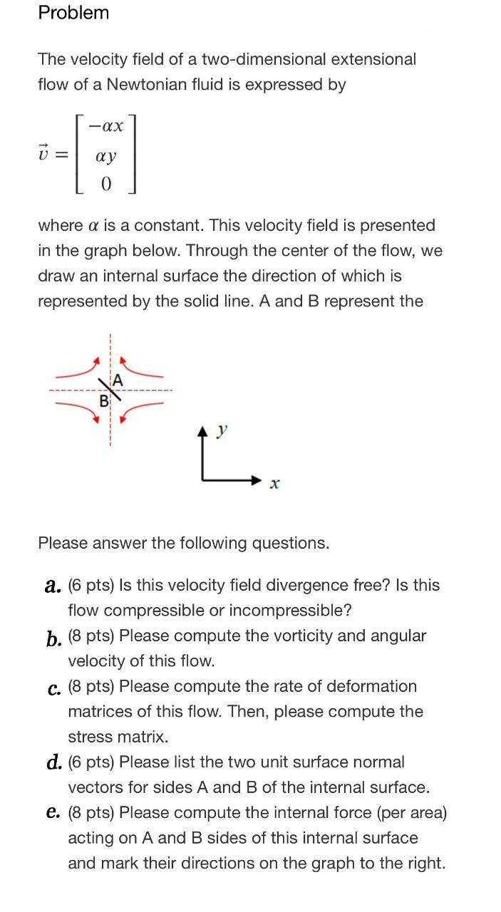 Solved Problem The velocity field of a two-dimensional | Chegg.com
