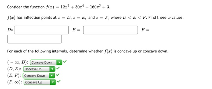Solved Consider the function f(x) = 12 + 30.24 - 160x3 +3. | Chegg.com