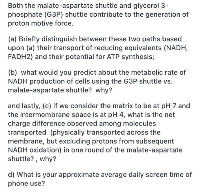 Solved Both the malate-aspartate shuttle and glycerol 3- | Chegg.com