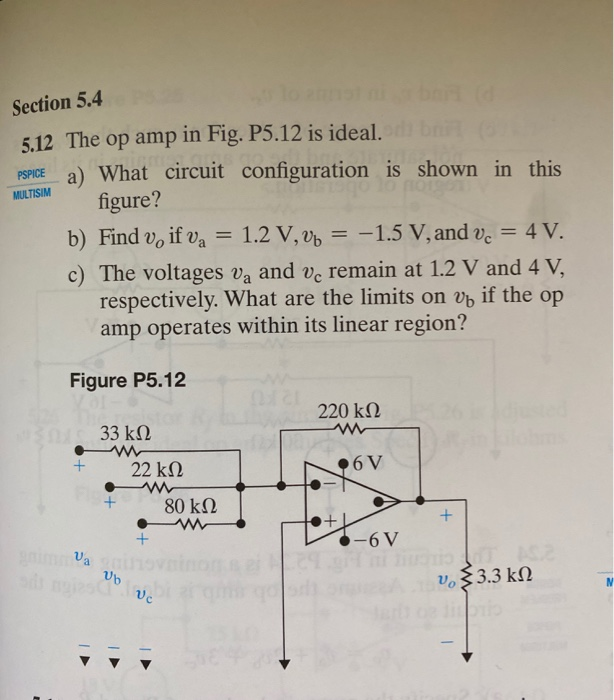 Solved Section 5 4 Pspice Multisim 5 12 The Op Amp In Fig