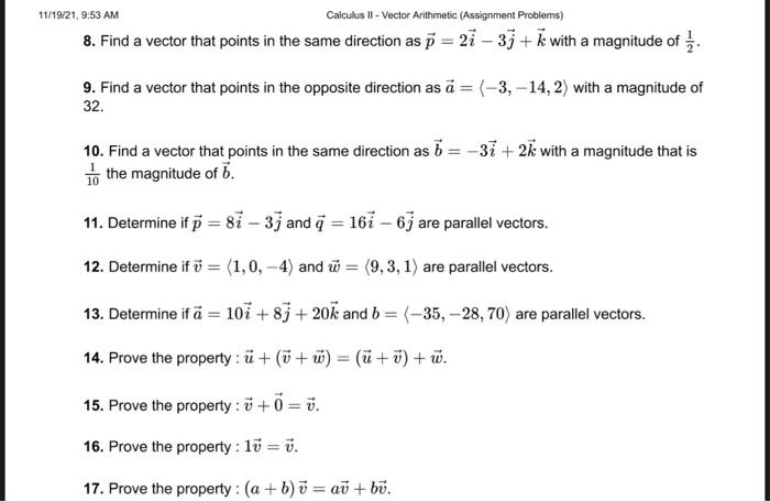 Solved Section 5-2 : Vector Arithmetic - Assignment Problems | Chegg.com