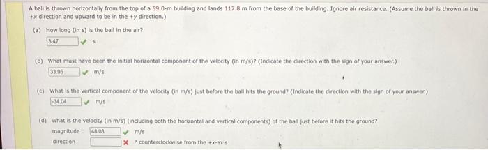 Solved A ball is thrown horizontally from the top of a | Chegg.com