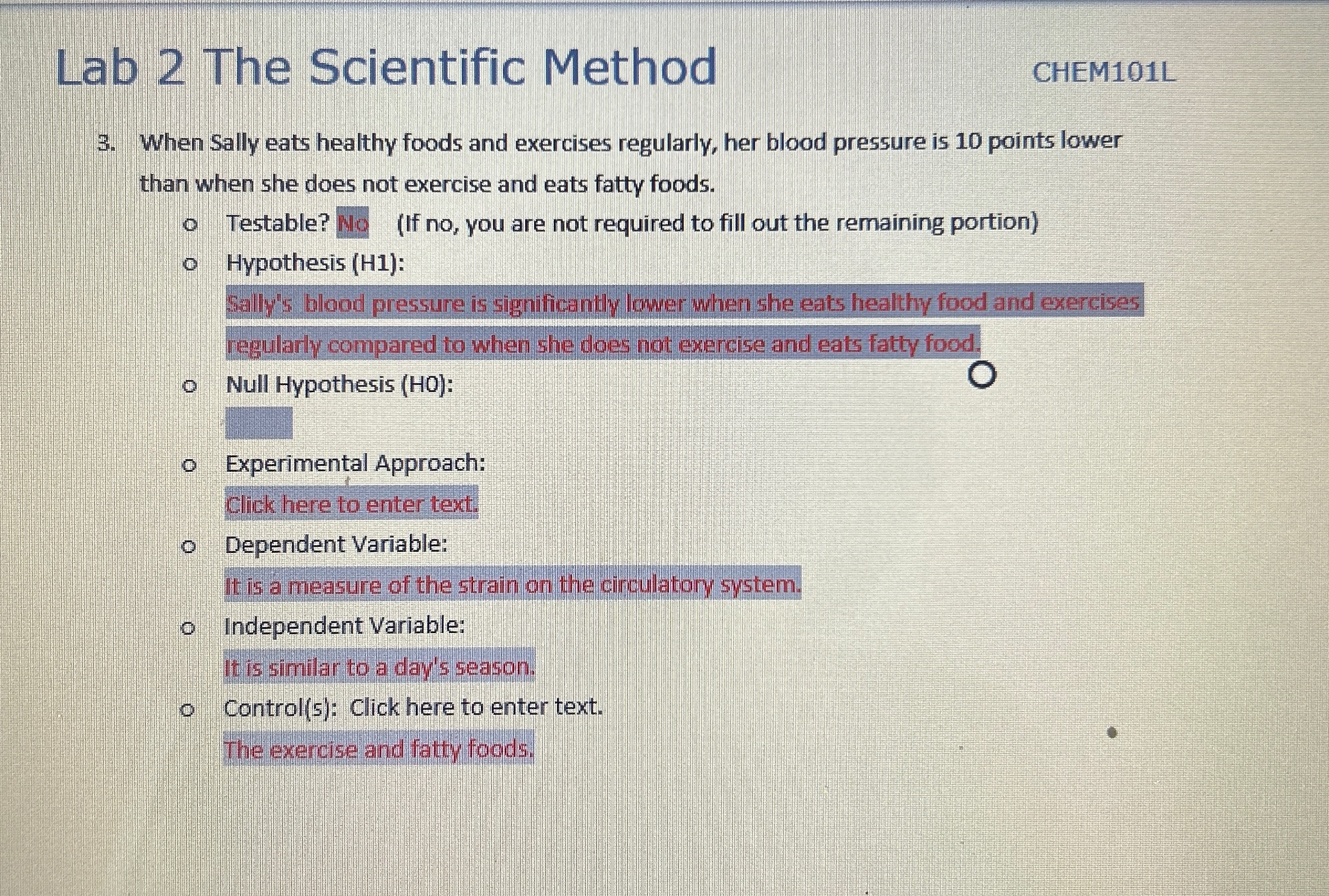 Solved Lab 2 ﻿The Scientific MethodCHEM101L3. ﻿When Sally | Chegg.com