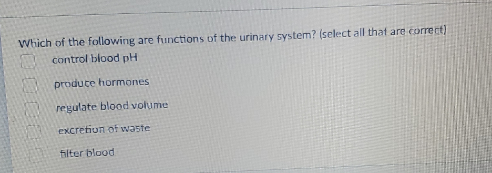 Solved Which of the following are functions of the urinary