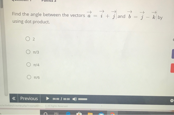 Solved Rolls Find The Angle Between The Vectors A I Chegg Com