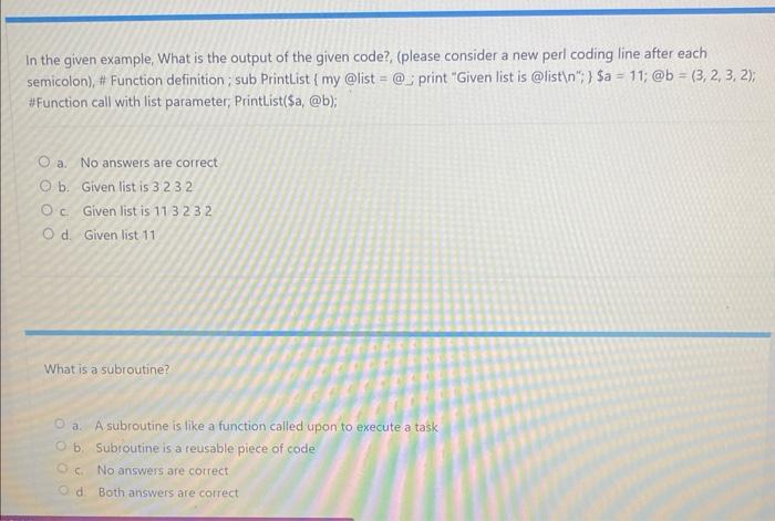 Solved In the given example, What is the output of the given | Chegg.com