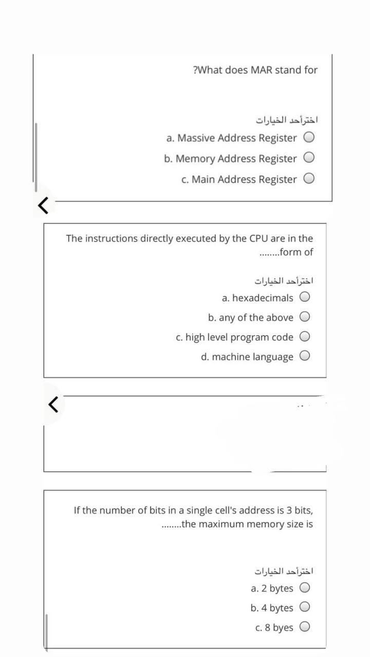 Solved ?What does MAR stand for اختر أحد الخيارات a. Massive 