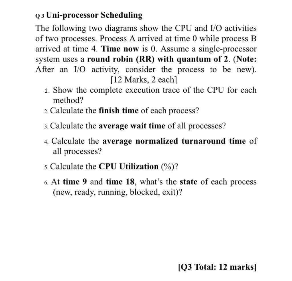 Q3 Uni-processor Scheduling The following two | Chegg.com