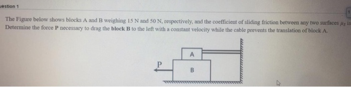 Solved estion 1 The Figure below shows blocks A and B | Chegg.com