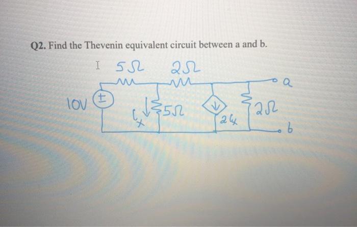 Solved Q2. Find the Thevenin equivalent circuit between a | Chegg.com