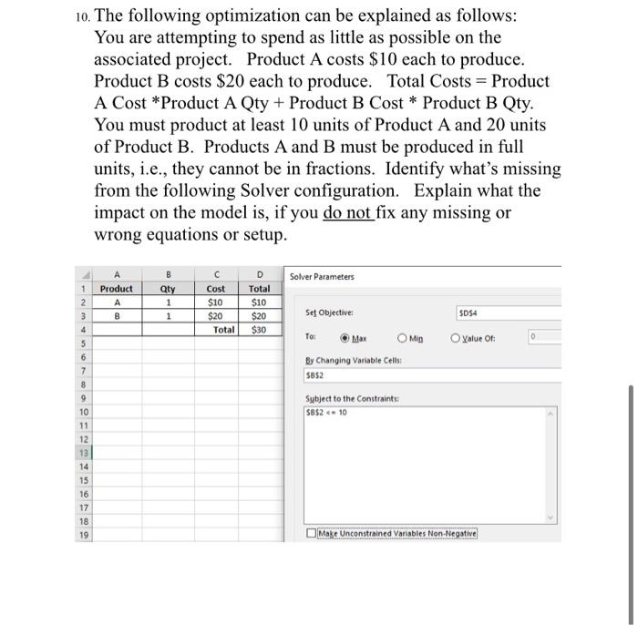 Solved Solver Questions - each worth 6 pts. 1. In Excel | Chegg.com