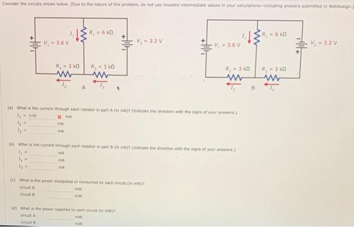 Solved (a) What is the current through each resistor in part | Chegg.com
