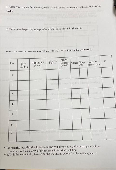 Solved hi i have a lab for rates of reaction. ive posted my | Chegg.com