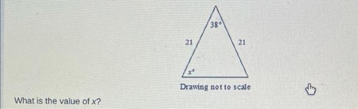 Solved 38 21 21 Drawing not to scale What is the value of x? | Chegg.com