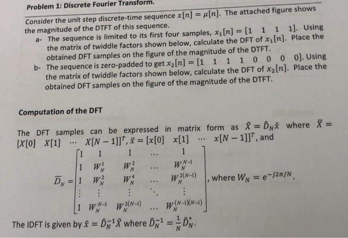 Solved Problem 1: Discrete Fourier Transform. Consider the | Chegg.com