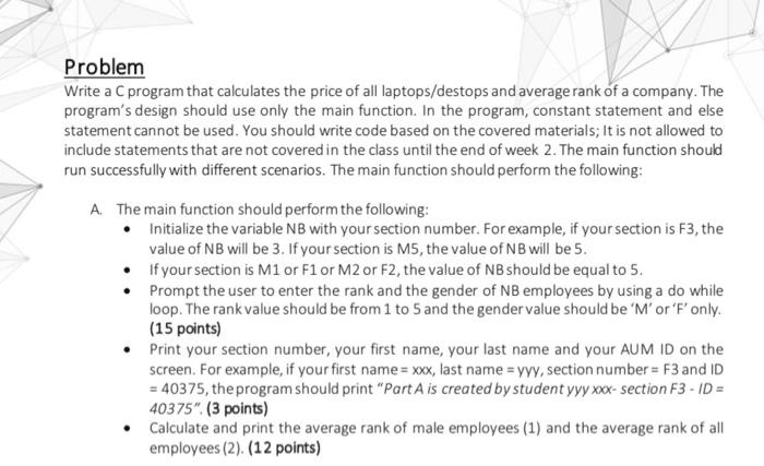 Solved Problem Write a C program that calculates the price | Chegg.com