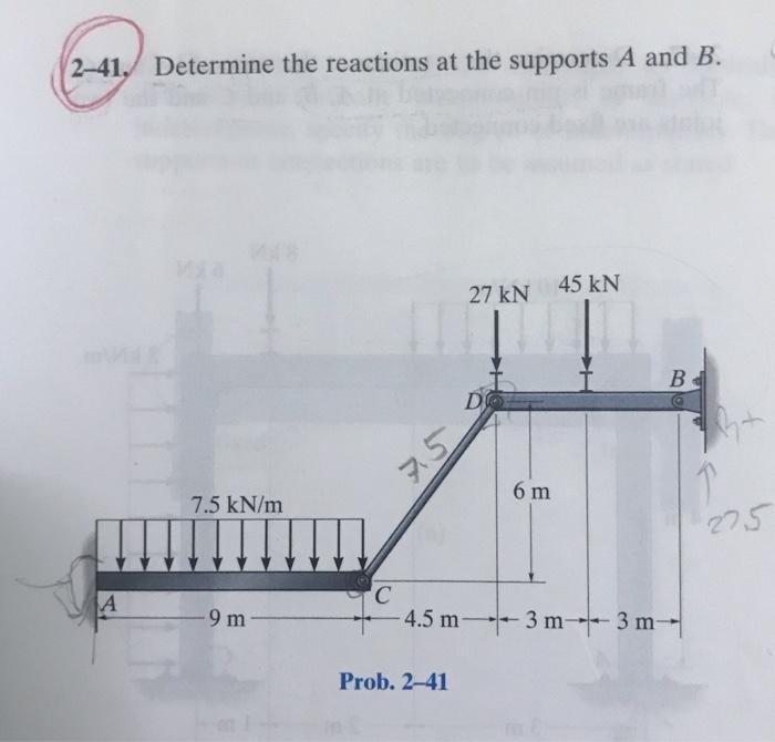 Solved 2-41. Determine The Reactions At The Supports A And | Chegg.com