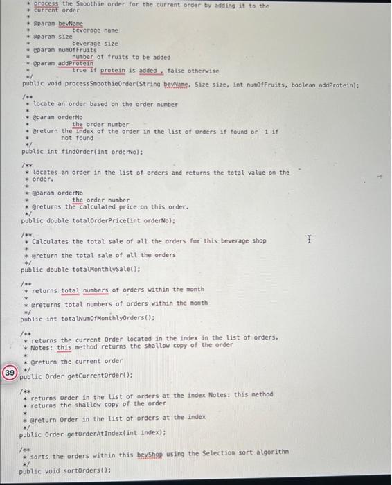 Solved use the Arraylist within the order to hold beverages | Chegg.com