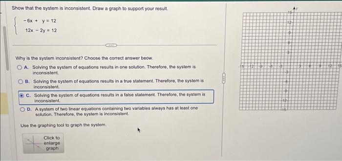 Solved Show that the system is inconsistent. Draw a graph to | Chegg.com