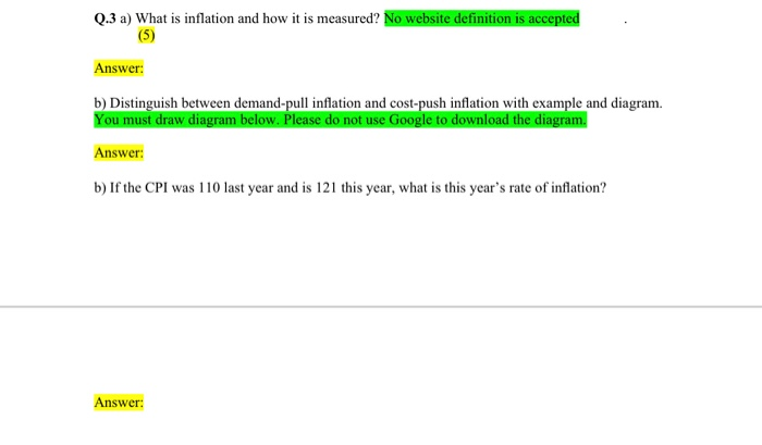 Solved Q.3 A) What Is Inflation And How It Is Measured? No | Chegg.com