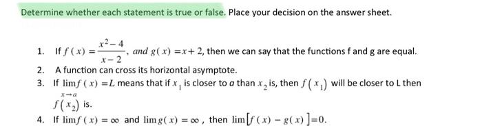 Solved Determine whether each statement is true or false. | Chegg.com