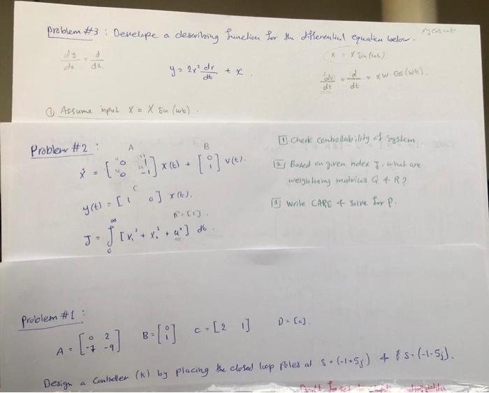 problem #3: Develope a describing function for the | Chegg.com