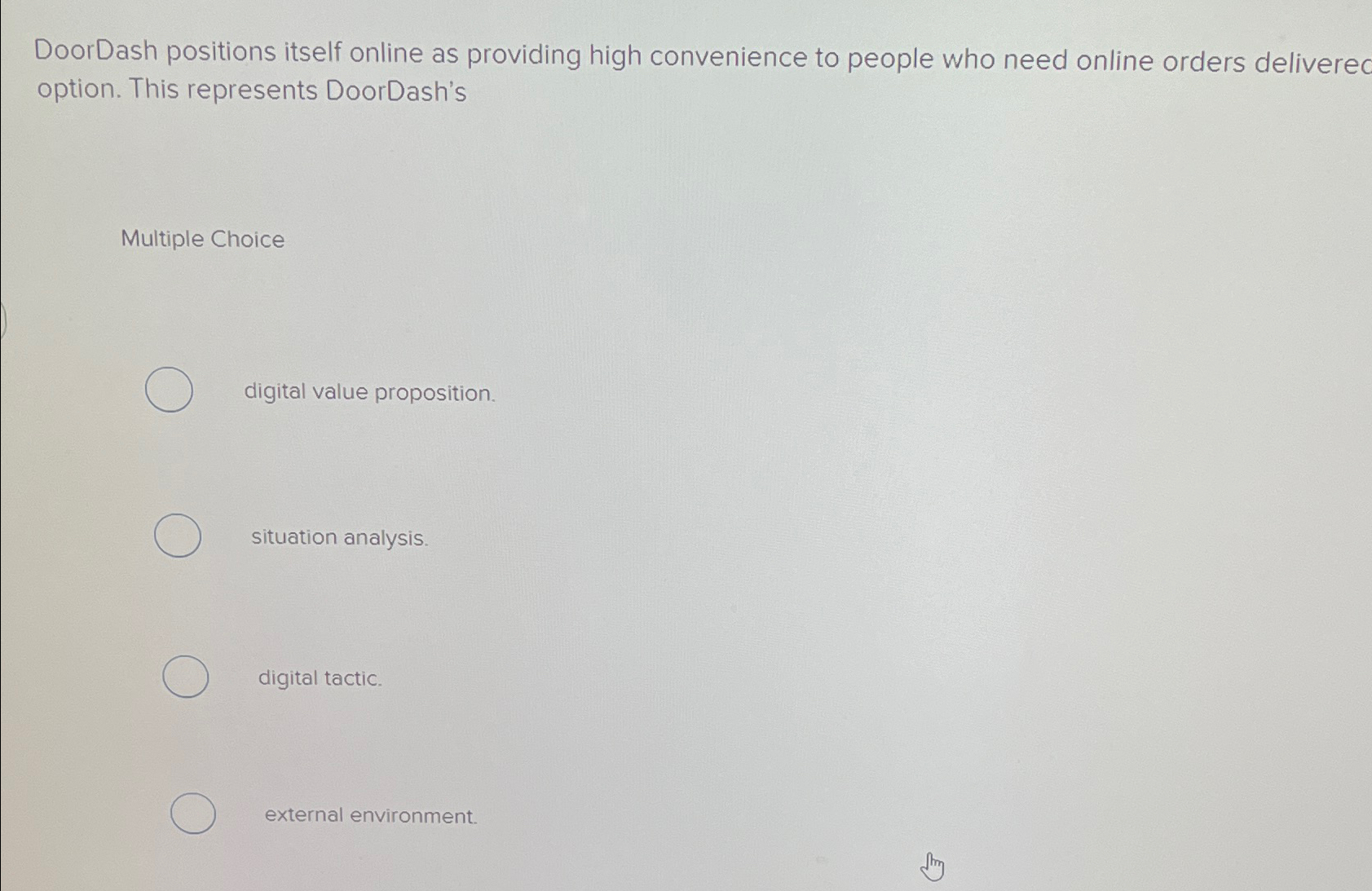 Solved DoorDash positions itself online as providing high