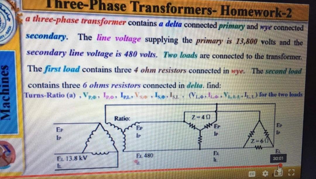 Solved a threephase transformer contains a delta connected