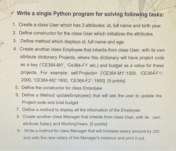 Solved Write a single Python program for solving following | Chegg.com
