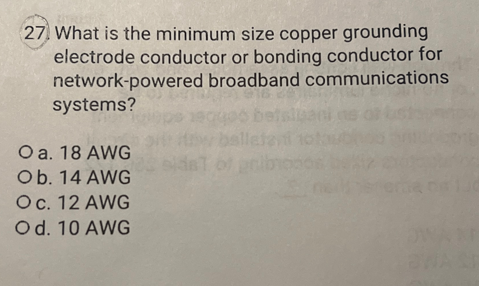 Solved What is the minimum size copper grounding electrode | Chegg.com