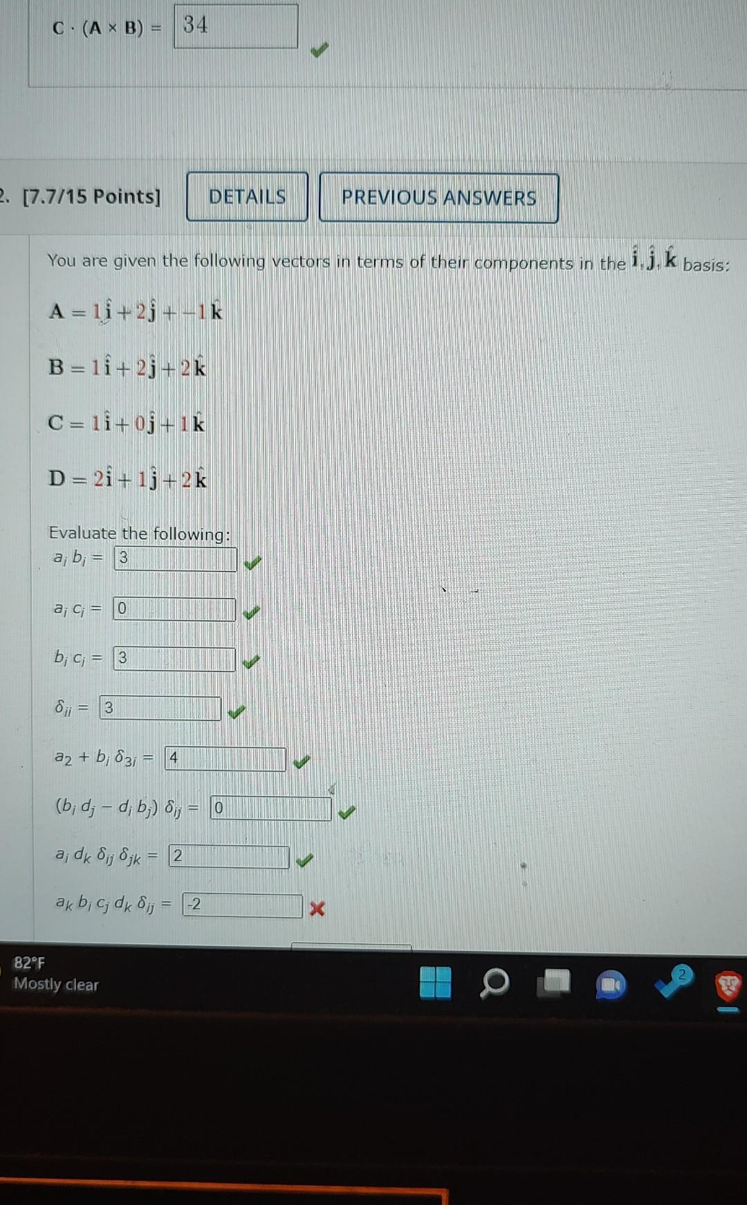 Solved C. (A X B) = 34 2. [7.7/15 Points] DETAILS PREVIOUS | Chegg.com ...