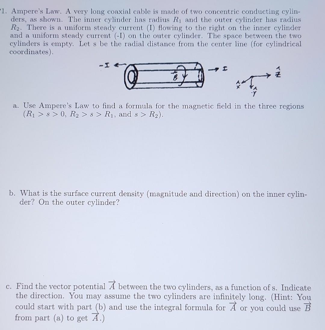 Solved Ampere's Law. A very long coaxial cable is made of
