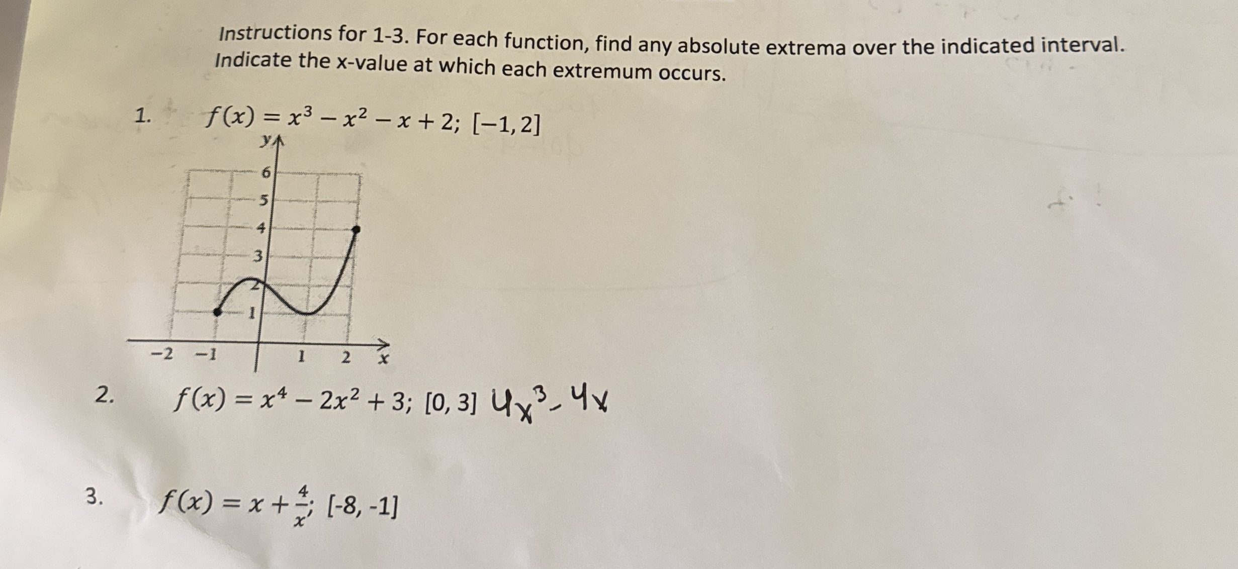 Solved Instructions for 1-3. ﻿For each function, find any | Chegg.com