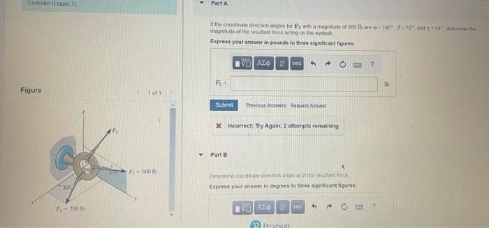 Solved part B: determine coordinate direction angle a of rhe | Chegg.com
