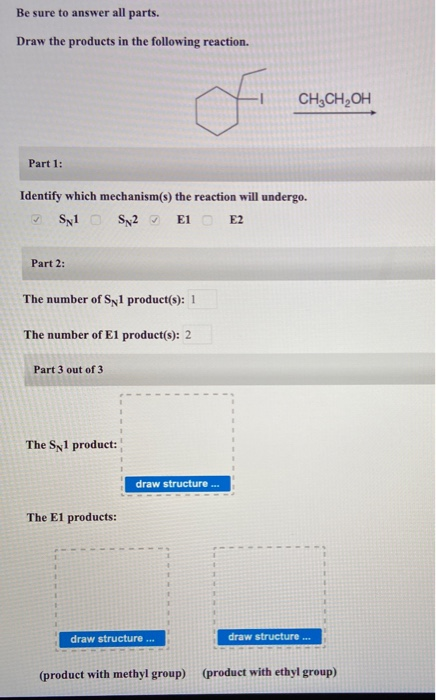 Solved Be sure to answer all parts. Draw the products in the | Chegg.com