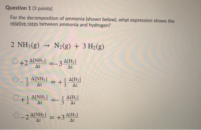Solved Question 1 (3 points) For the decomposition of | Chegg.com