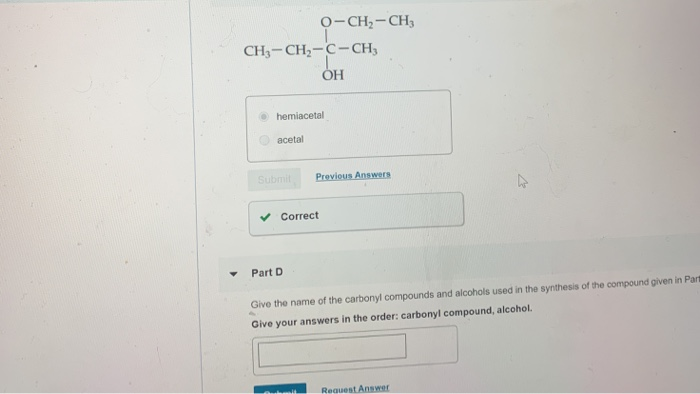 Solved O Ch Ch Ch2 C H O Ch Hemiacetal Betal Previous Ans Chegg Com