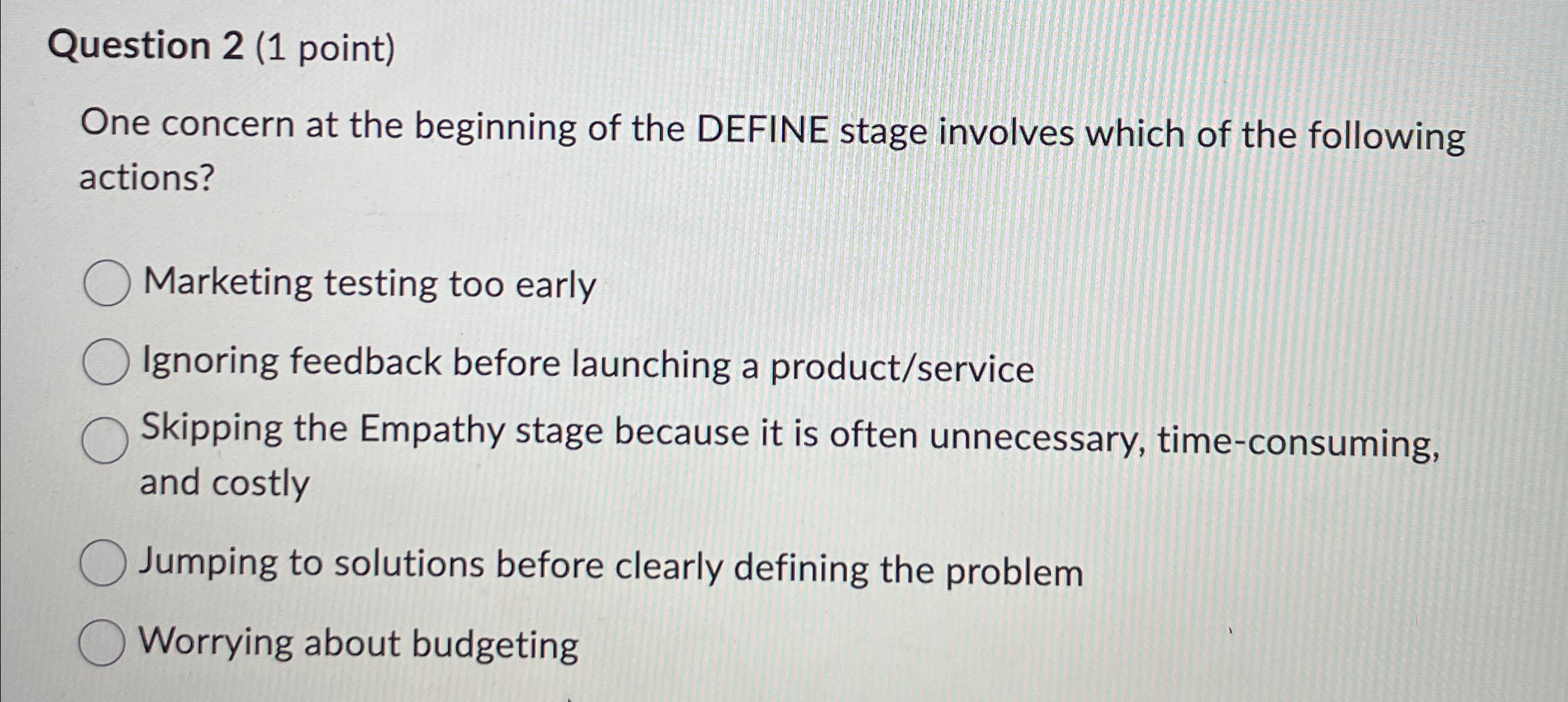 Solved Question 2 (1 ﻿point)One concern at the beginning of | Chegg.com