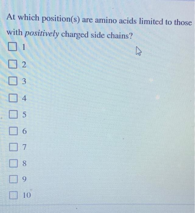 Solved At which position(s) are amino acids limited to those | Chegg.com