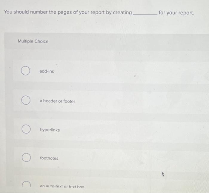 You should number the pages of your report by | Chegg.com