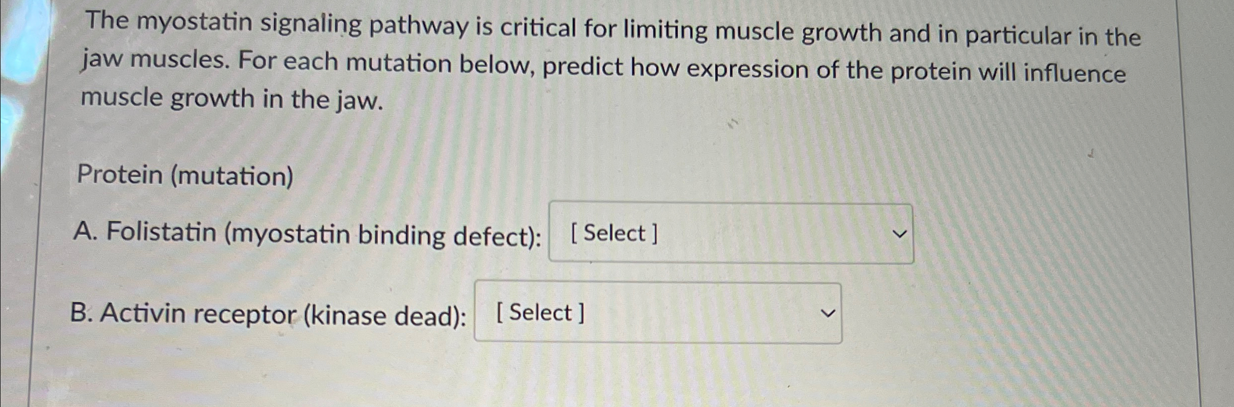 Solved The myostatin signaling pathway is critical for | Chegg.com