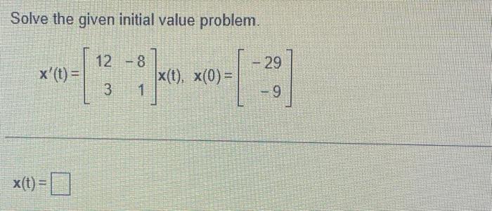 Solved Solve the given initial value problem. | Chegg.com