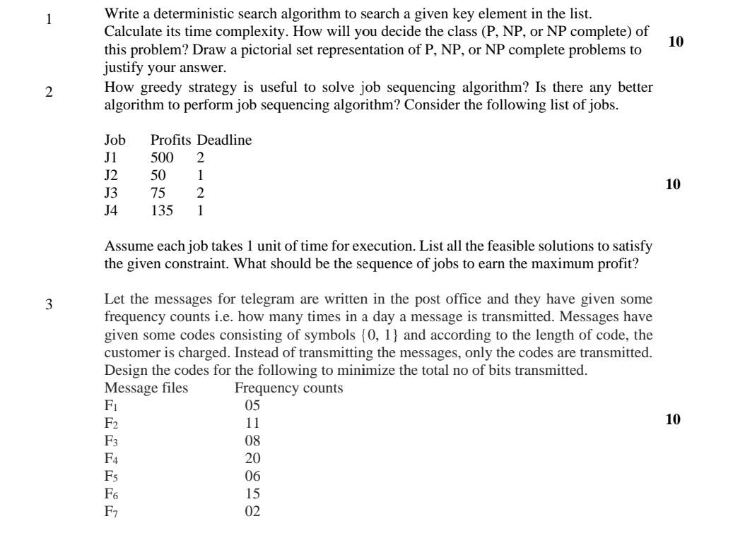 Solved Write a deterministic search algorithm to search a | Chegg.com