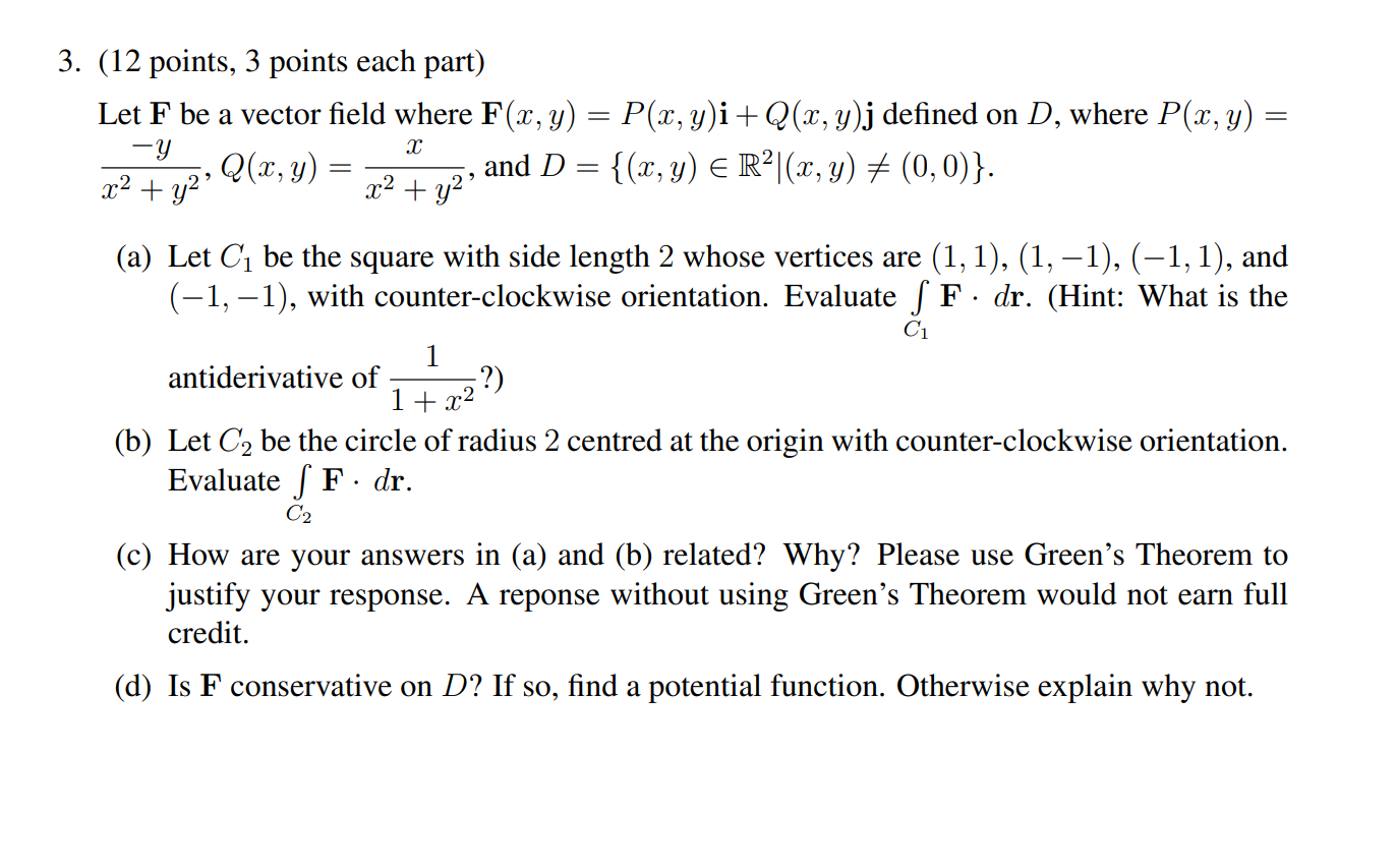 Solved 3 Let F Be A Vector Field Where F X Y P X Y I Chegg Com