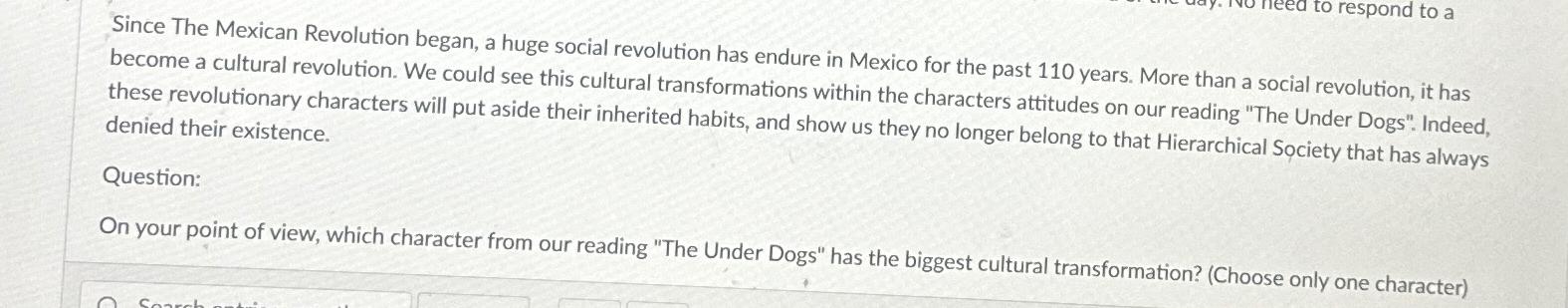 Solved Since The Mexican Revolution Began A Huge Social Chegg Com   Image