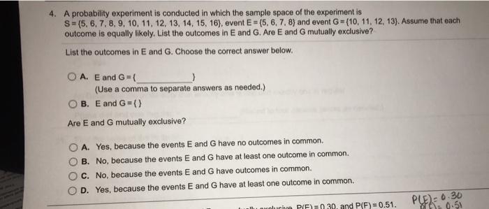 Solved 4. A probability experiment is conducted in which the | Chegg.com