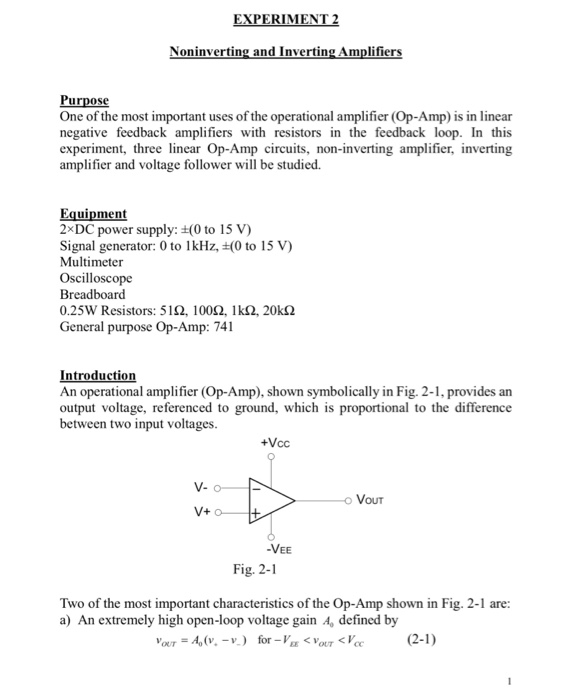 EXPERIMENT 2 Noninverting and Inverting Amplifiers | Chegg.com