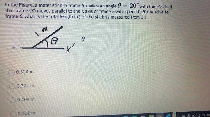 Solved In the Figure, a meter stick in frame S'makes an | Chegg.com