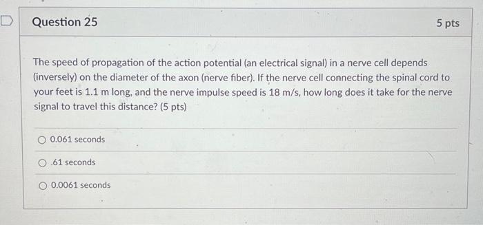 Solved The Speed Of Propagation Of The Action Potential (an | Chegg.com